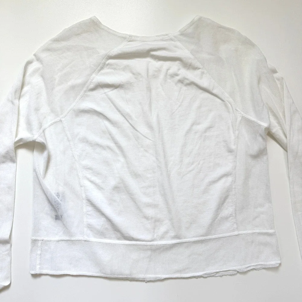 The Phoenix Cardigan Women Large White Solid Casual Mesh Panel Cotton USA‎ Made